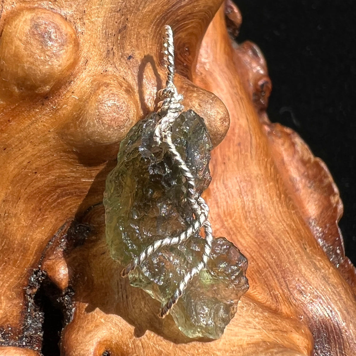 Moldavite Wire Wrapped Pendant Sterling Silver #2721-Moldavite Life