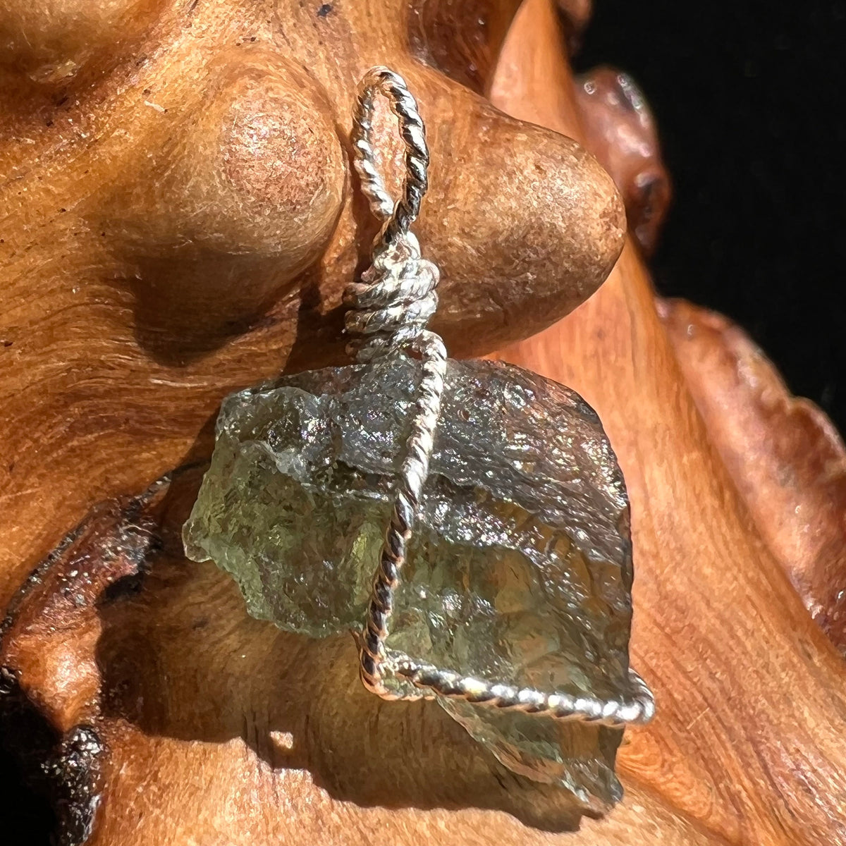 Moldavite Wire Wrapped Pendant Sterling Silver #2725-Moldavite Life
