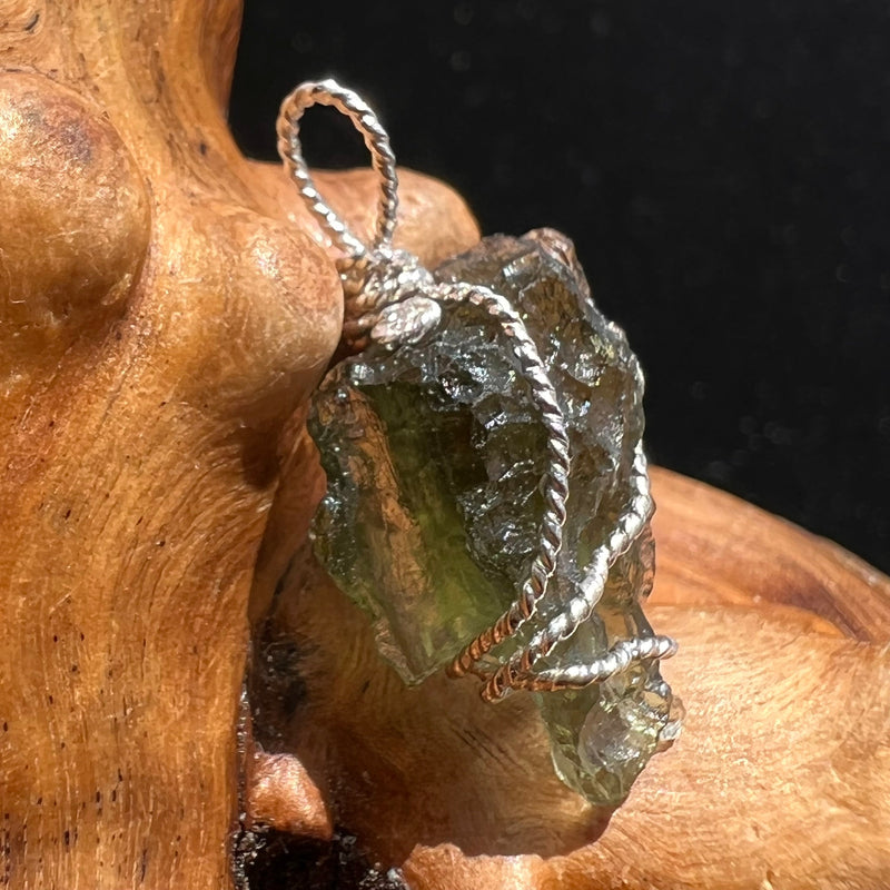 Moldavite Wire Wrapped Pendant Sterling Silver #2726-Moldavite Life