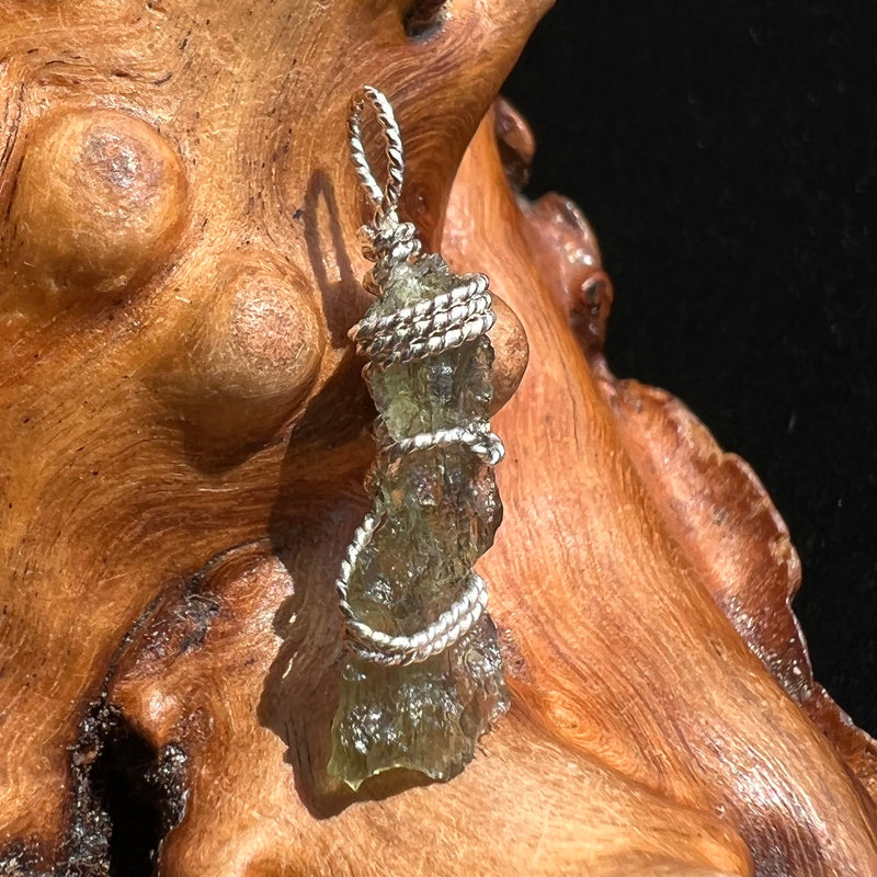 Moldavite Wire Wrapped Pendant Sterling Silver #2727-Moldavite Life