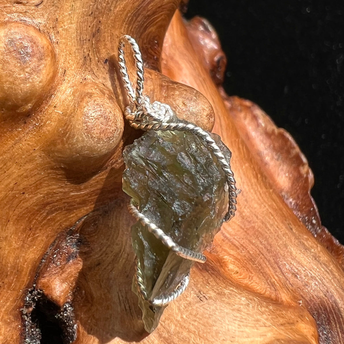 Moldavite Wire Wrapped Pendant Sterling Silver #2728-Moldavite Life