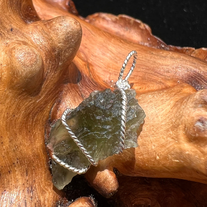 Moldavite Wire Wrapped Pendant Sterling Silver #2728-Moldavite Life