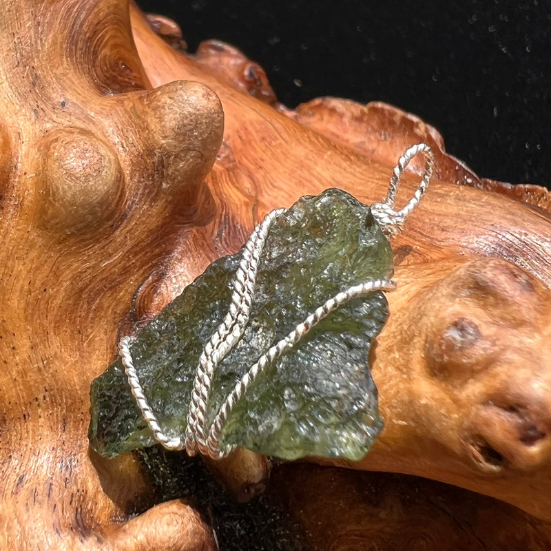 Moldavite Wire Wrapped Pendant Sterling Silver #2731-Moldavite Life