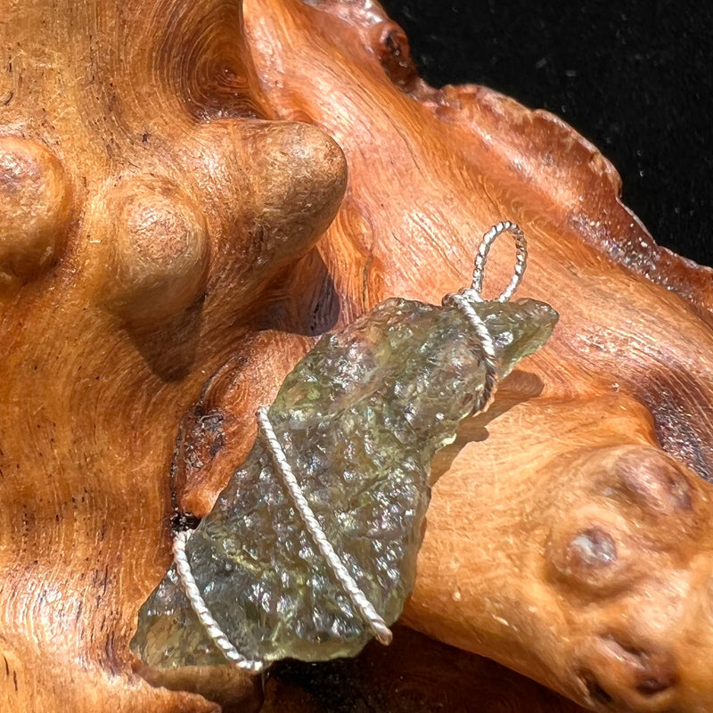 Moldavite Wire Wrapped Pendant Sterling Silver #2737-Moldavite Life