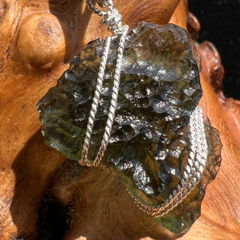 Moldavite Wire Wrapped Pendant Sterling Silver #2745-Moldavite Life