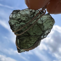 Moldavite Wire Wrapped Pendant Sterling Silver #2745-Moldavite Life
