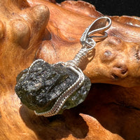 Moldavite Wire Wrapped Pendant Sterling Silver #2747-Moldavite Life