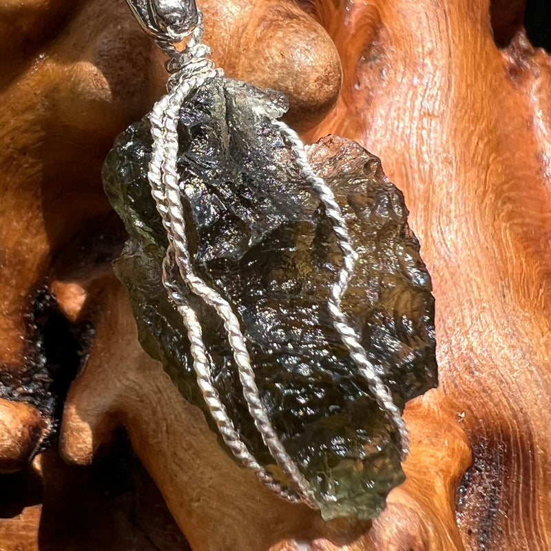 Moldavite Wire Wrapped Pendant Sterling Silver #2750-Moldavite Life