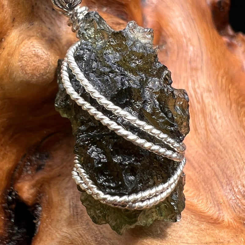 Moldavite Wire Wrapped Pendant Sterling Silver #2752-Moldavite Life