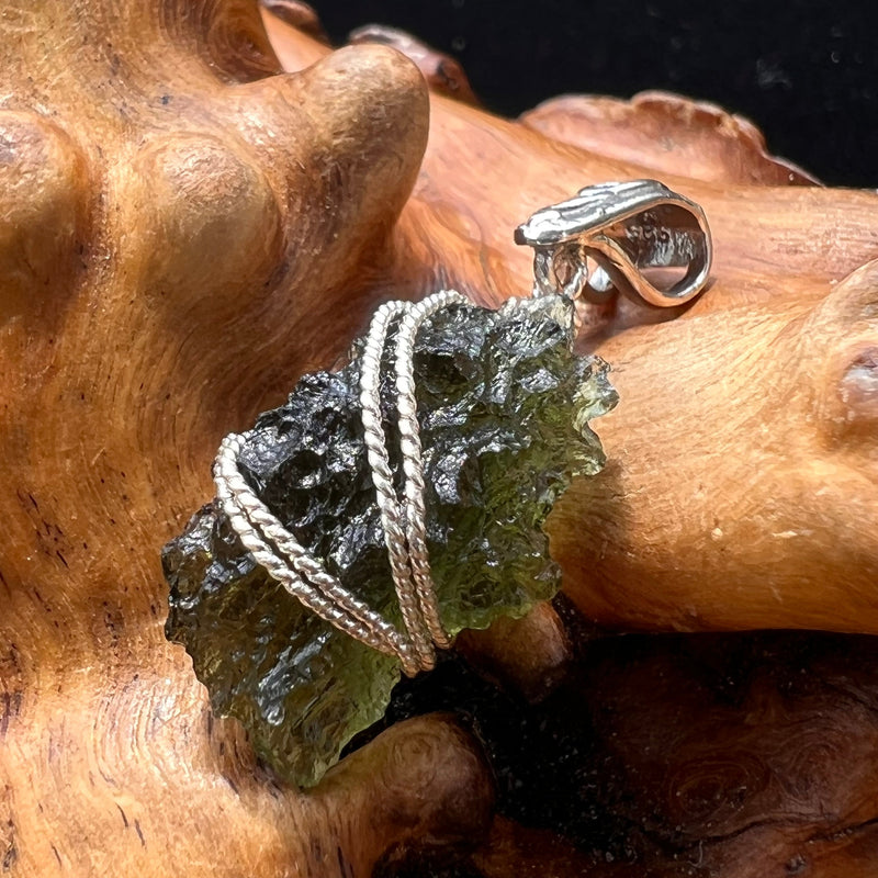 Moldavite Wire Wrapped Pendant Sterling Silver #2752-Moldavite Life