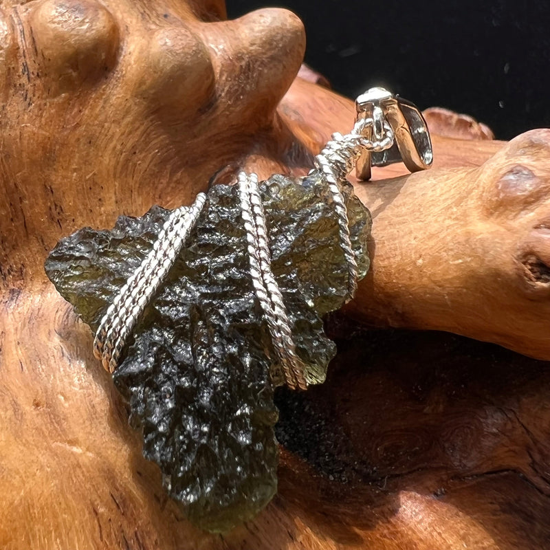 Moldavite Wire Wrapped Pendant Sterling Silver #2753-Moldavite Life