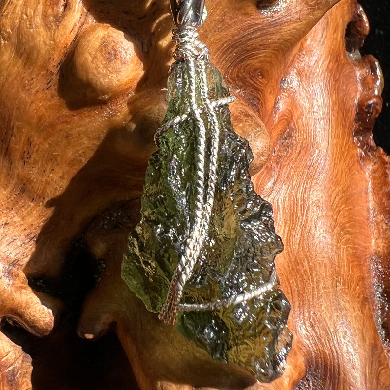Moldavite Wire Wrapped Pendant Sterling Silver #2758-Moldavite Life