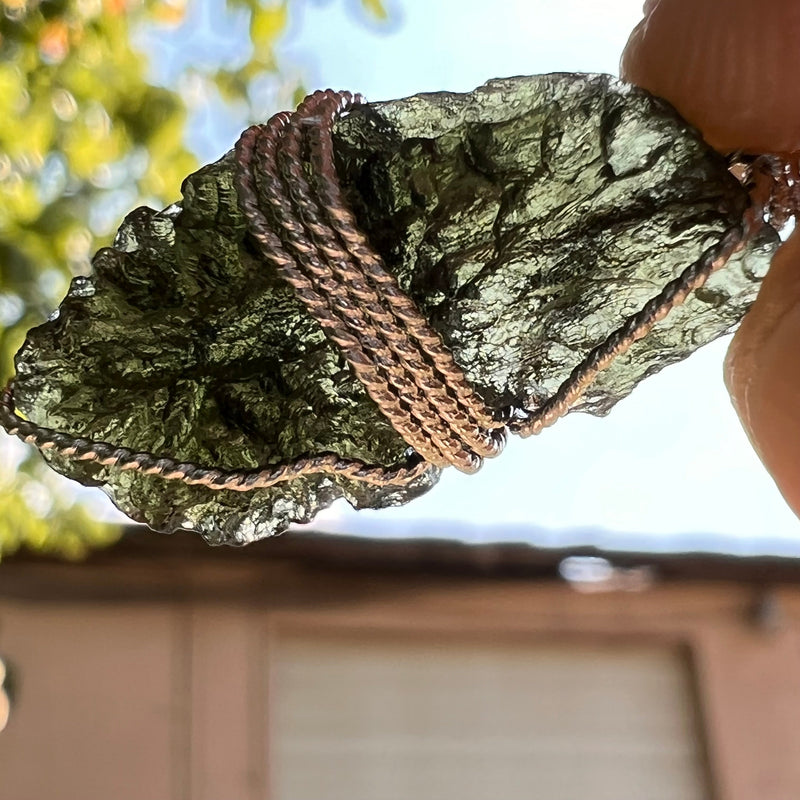 Moldavite Wire Wrapped Pendant Sterling Silver #2760-Moldavite Life