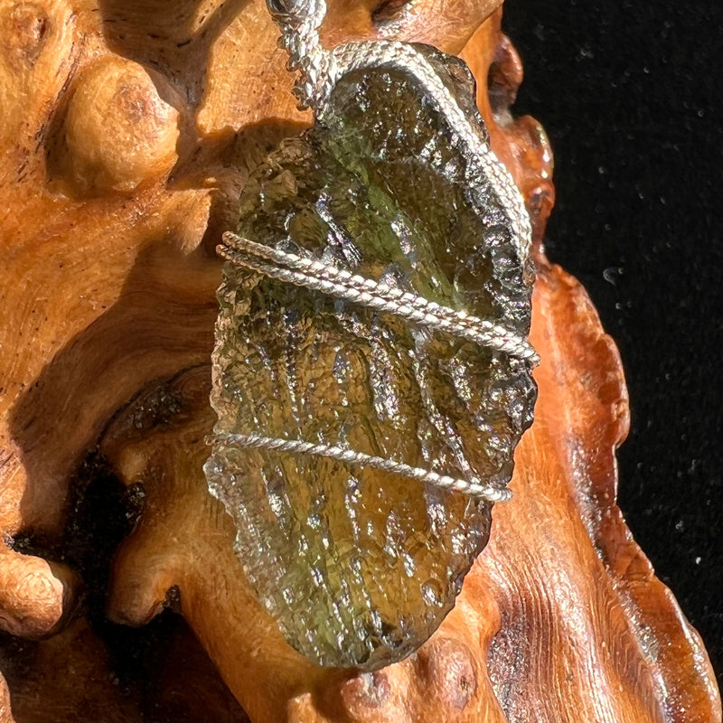 Moldavite Wire Wrapped Pendant Sterling Silver #2762-Moldavite Life