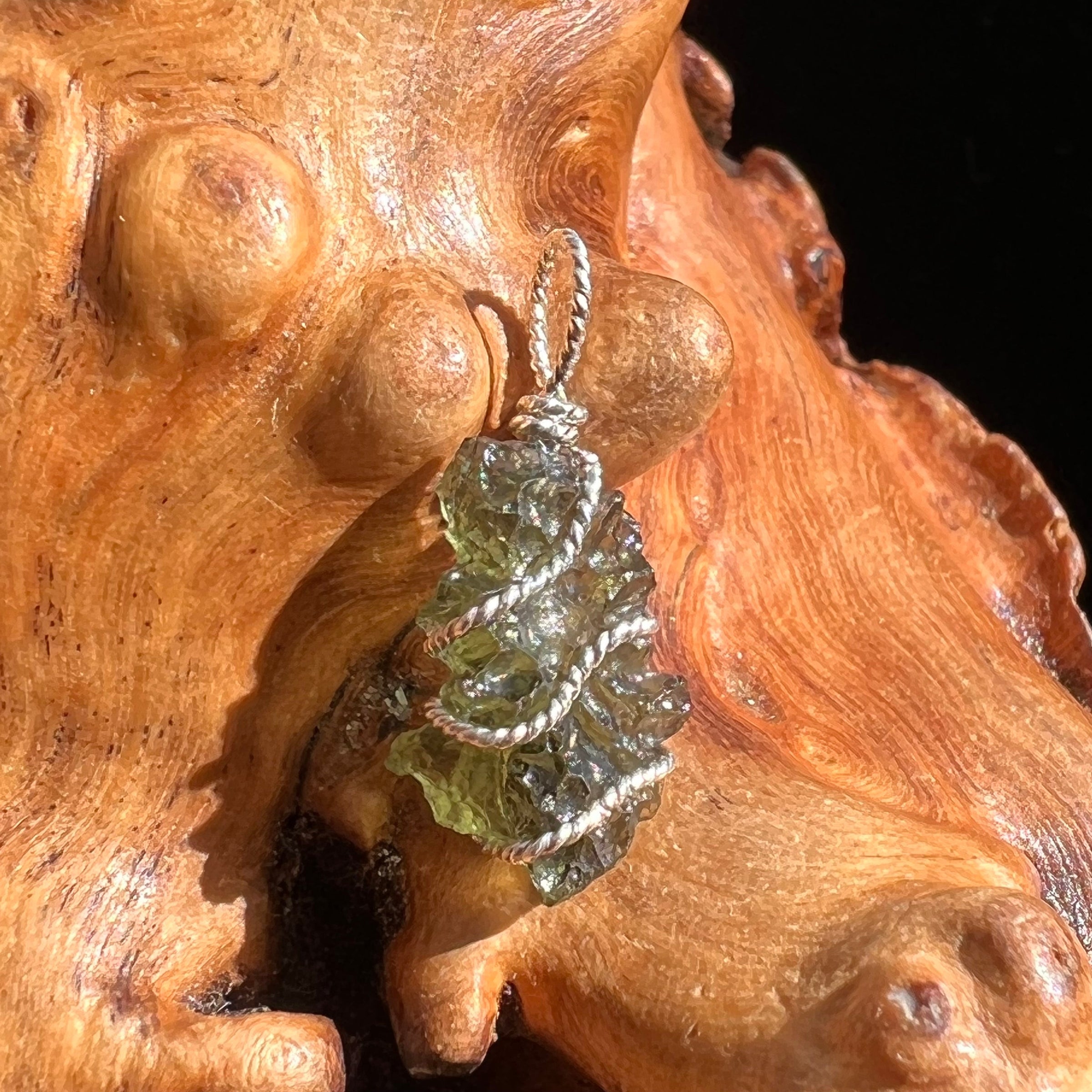Moldavite Wire Wrapped Pendant Sterling Silver #3028-Moldavite Life