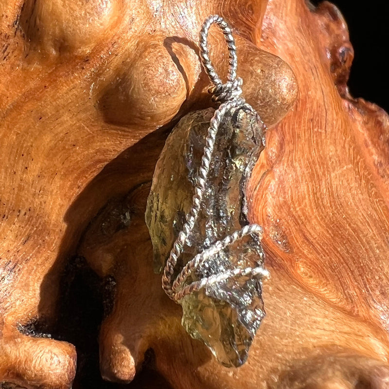 Moldavite Wire Wrapped Pendant Sterling Silver #3029-Moldavite Life