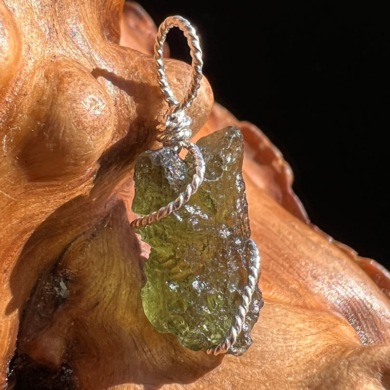 Moldavite Wire Wrapped Pendant Sterling Silver #3030-Moldavite Life