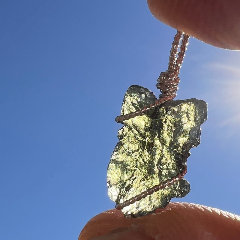 Moldavite Wire Wrapped Pendant Sterling Silver #3030-Moldavite Life