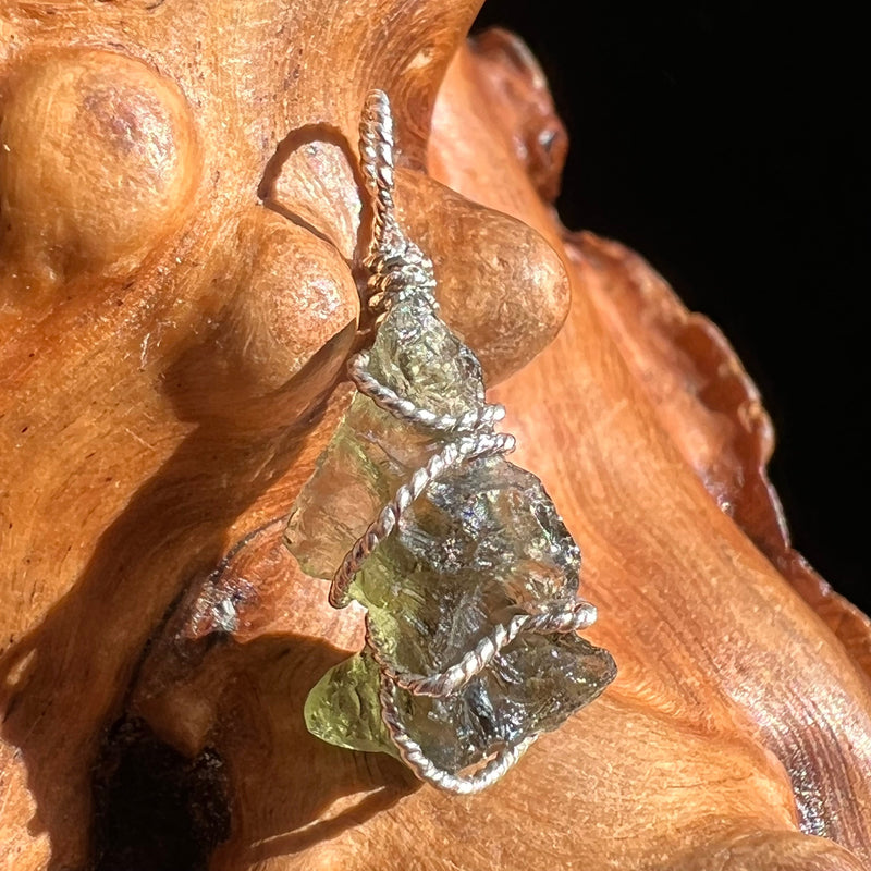 Moldavite Wire Wrapped Pendant Sterling Silver #3032-Moldavite Life