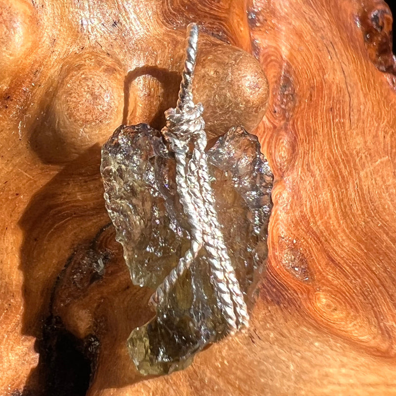 Moldavite Wire Wrapped Pendant Sterling Silver #3034-Moldavite Life