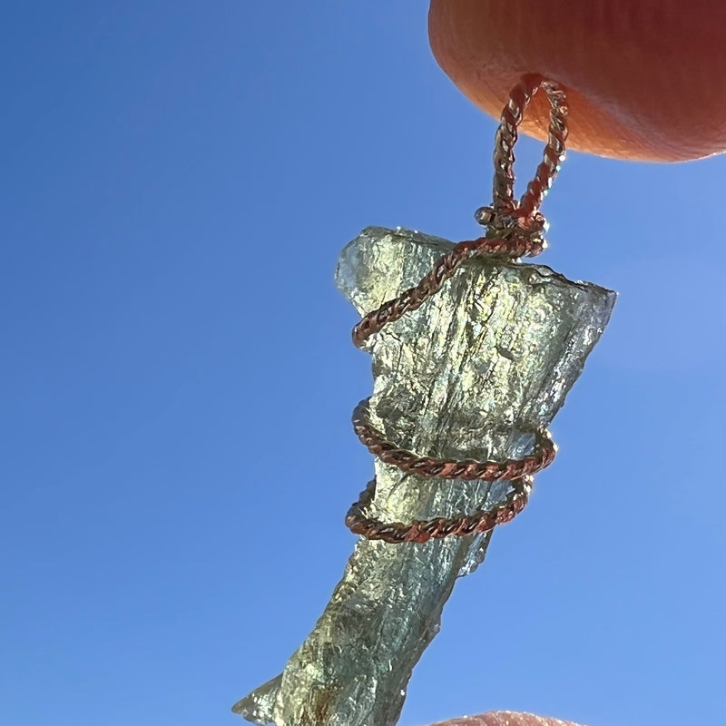 Moldavite Wire Wrapped Pendant Sterling Silver #3039-Moldavite Life