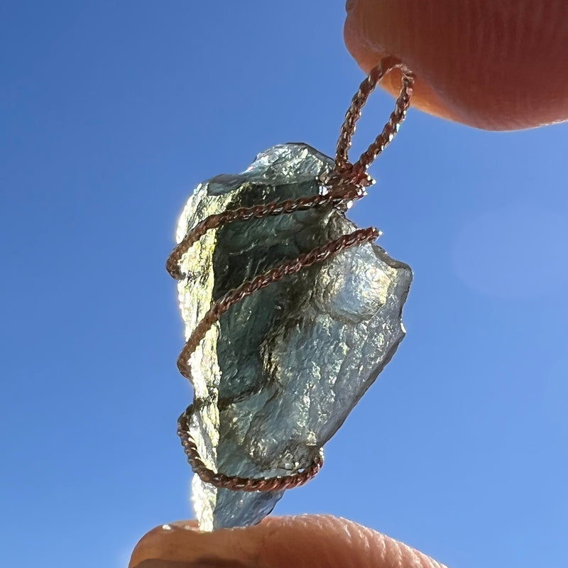 Moldavite Wire Wrapped Pendant Sterling Silver #3043-Moldavite Life