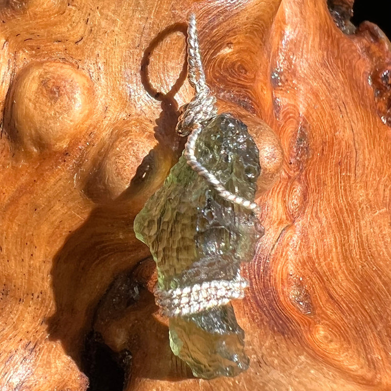 Moldavite Wire Wrapped Pendant Sterling Silver #3045-Moldavite Life