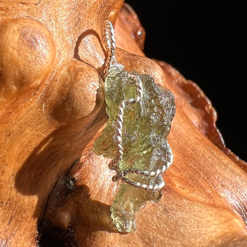 Moldavite Wire Wrapped Pendant Sterling Silver #3046-Moldavite Life