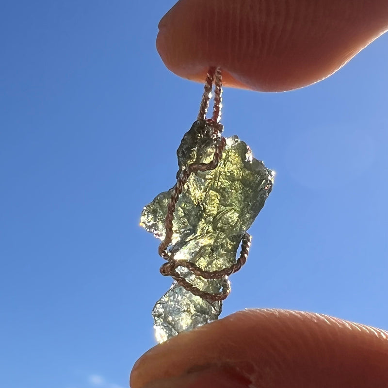 Moldavite Wire Wrapped Pendant Sterling Silver #3046-Moldavite Life