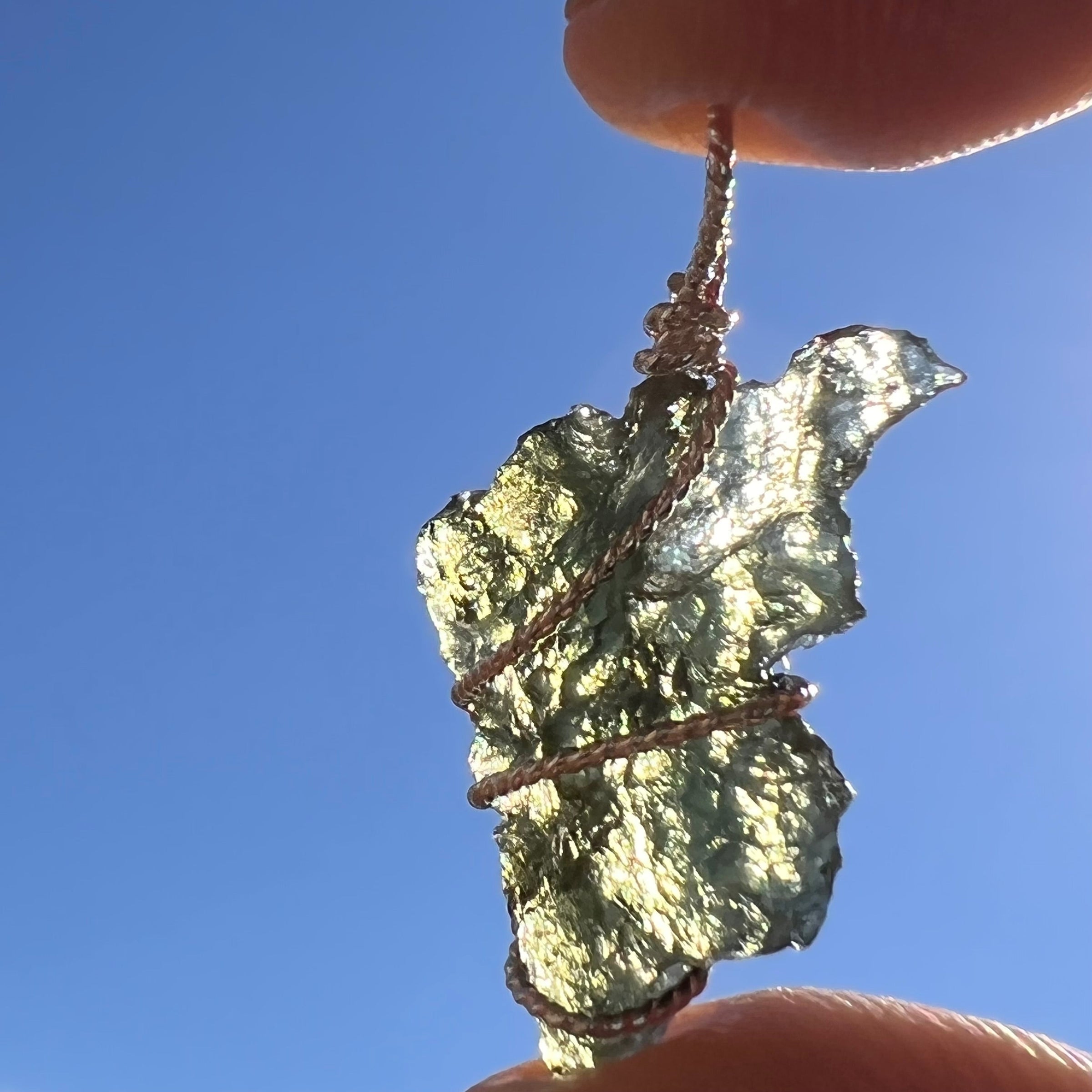 Moldavite Wire Wrapped Pendant Sterling Silver #3047-Moldavite Life