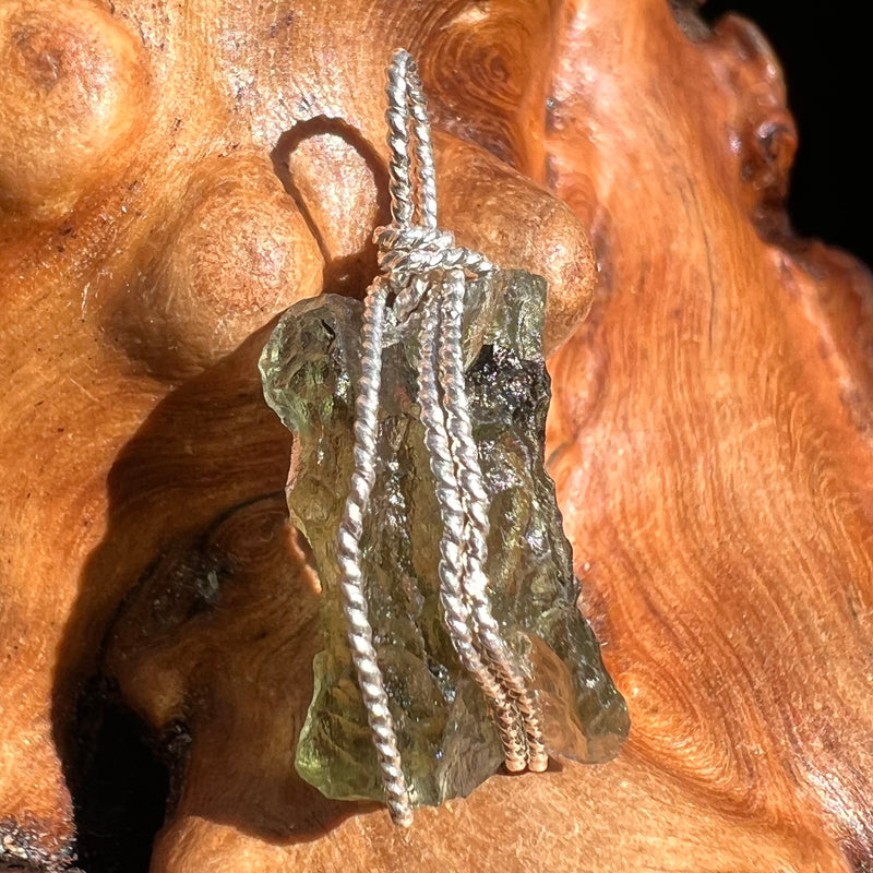 Moldavite Wire Wrapped Pendant Sterling Silver #3058-Moldavite Life