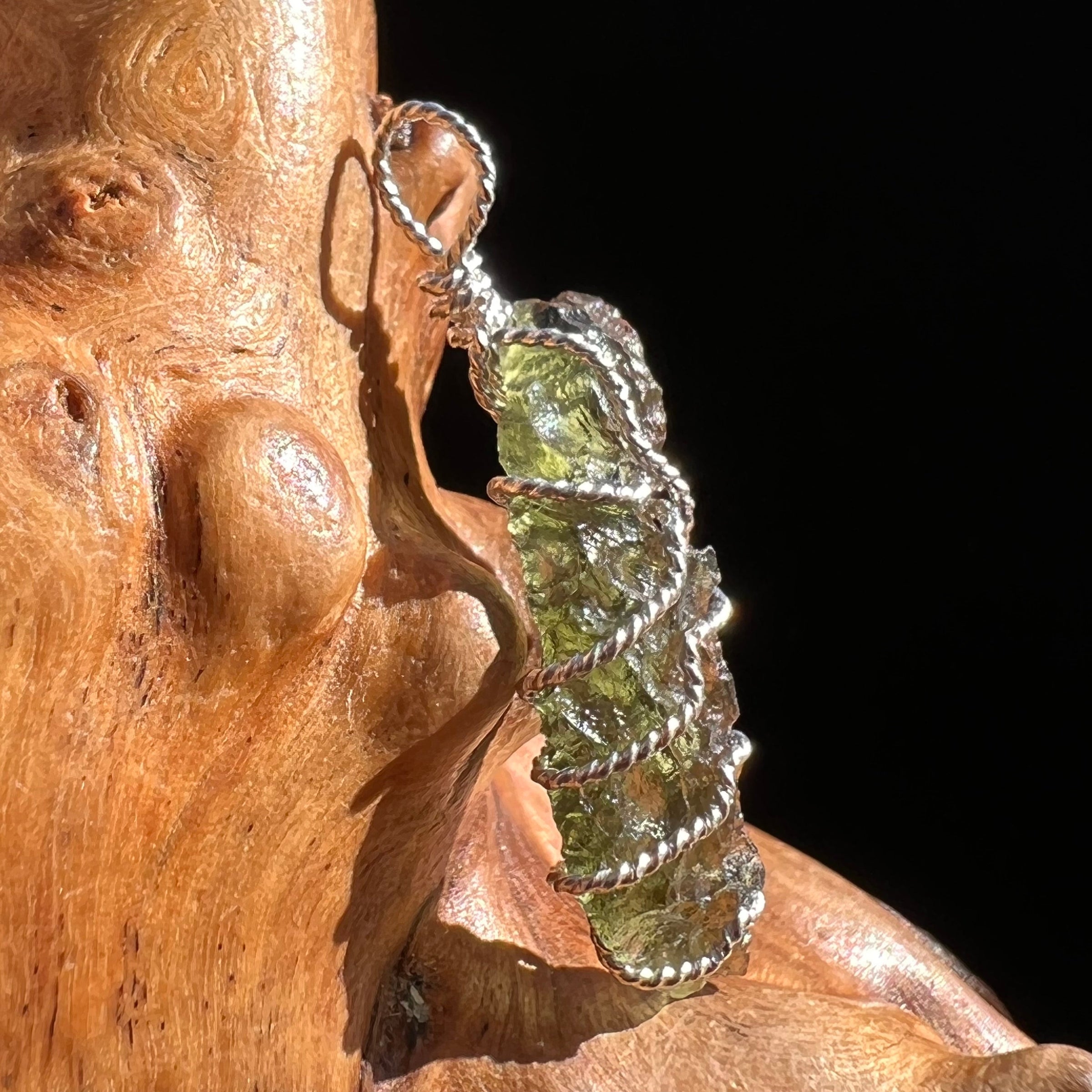 Moldavite Wire Wrapped Pendant Sterling Silver #3061-Moldavite Life