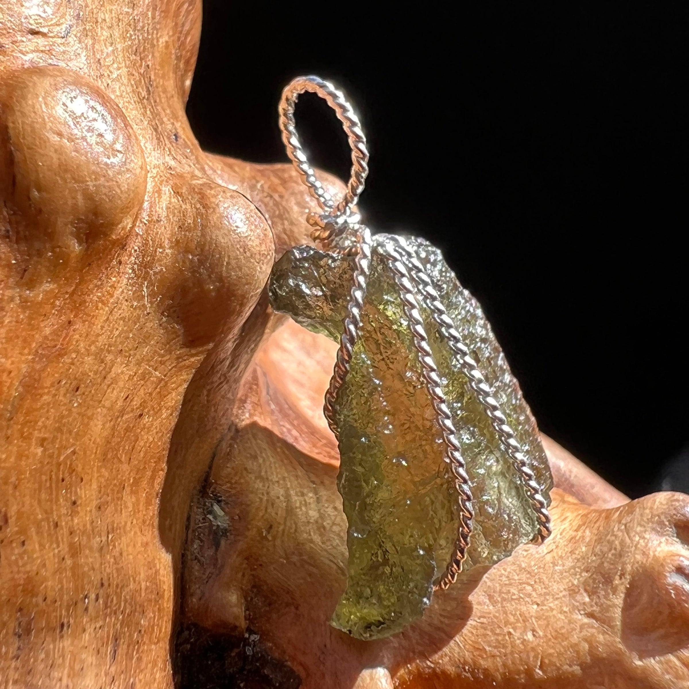 Moldavite Wire Wrapped Pendant Sterling Silver #3064-Moldavite Life