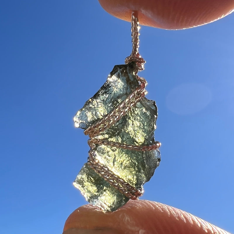 Moldavite Wire Wrapped Pendant Sterling Silver #3067-Moldavite Life