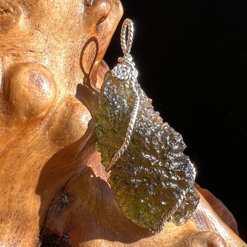 Moldavite Wire Wrapped Pendant Sterling Silver #3068-Moldavite Life