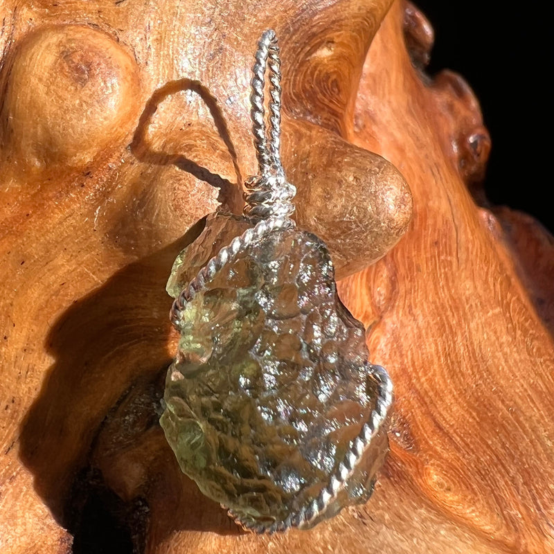 Moldavite Wire Wrapped Pendant Sterling Silver #3069-Moldavite Life