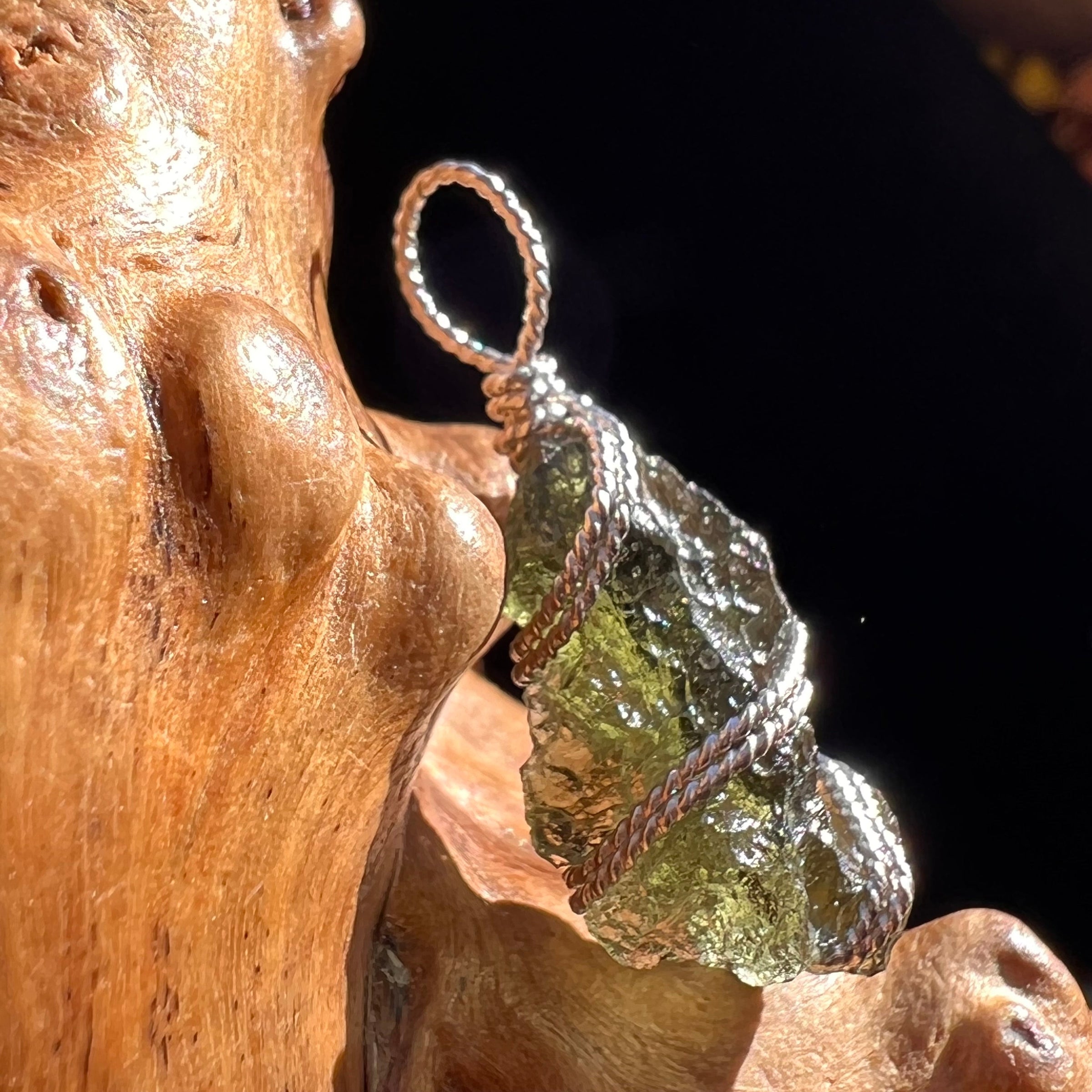 Moldavite Wire Wrapped Pendant Sterling Silver #3070-Moldavite Life