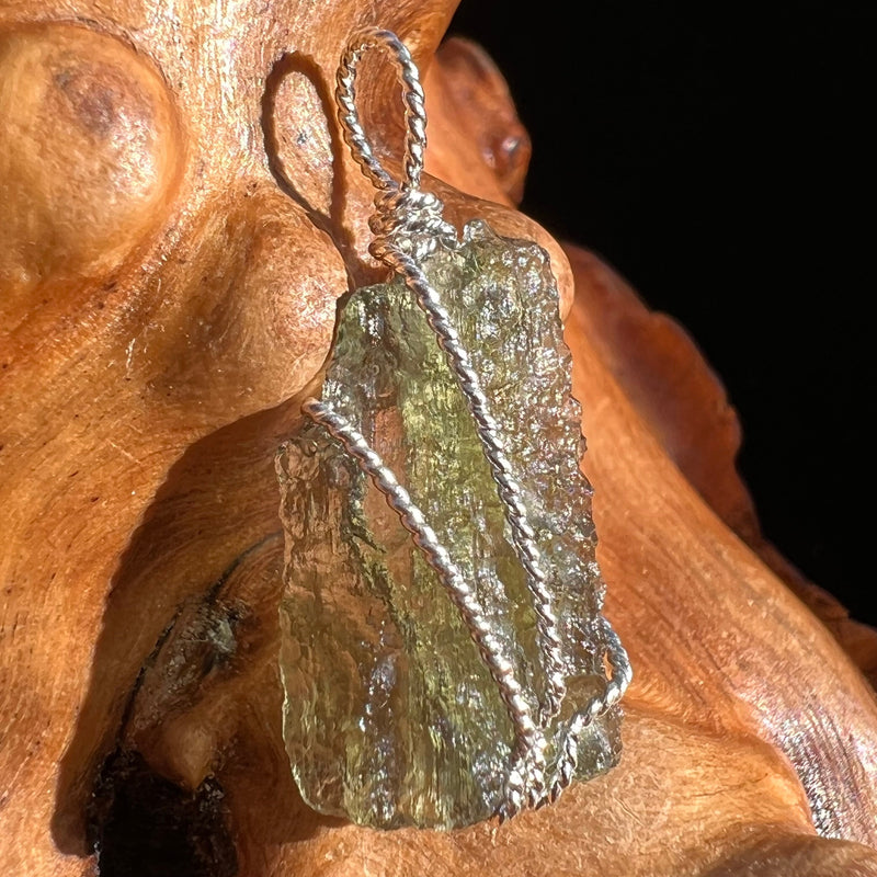 Moldavite Wire Wrapped Pendant Sterling Silver #3074-Moldavite Life