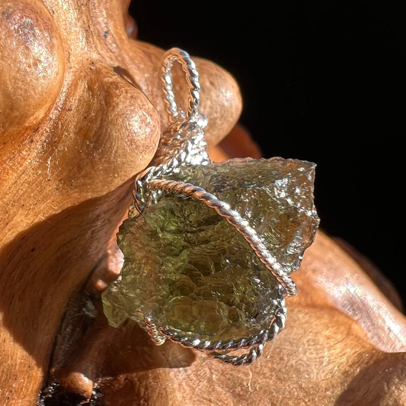 Moldavite Wire Wrapped Pendant Sterling Silver #3076-Moldavite Life