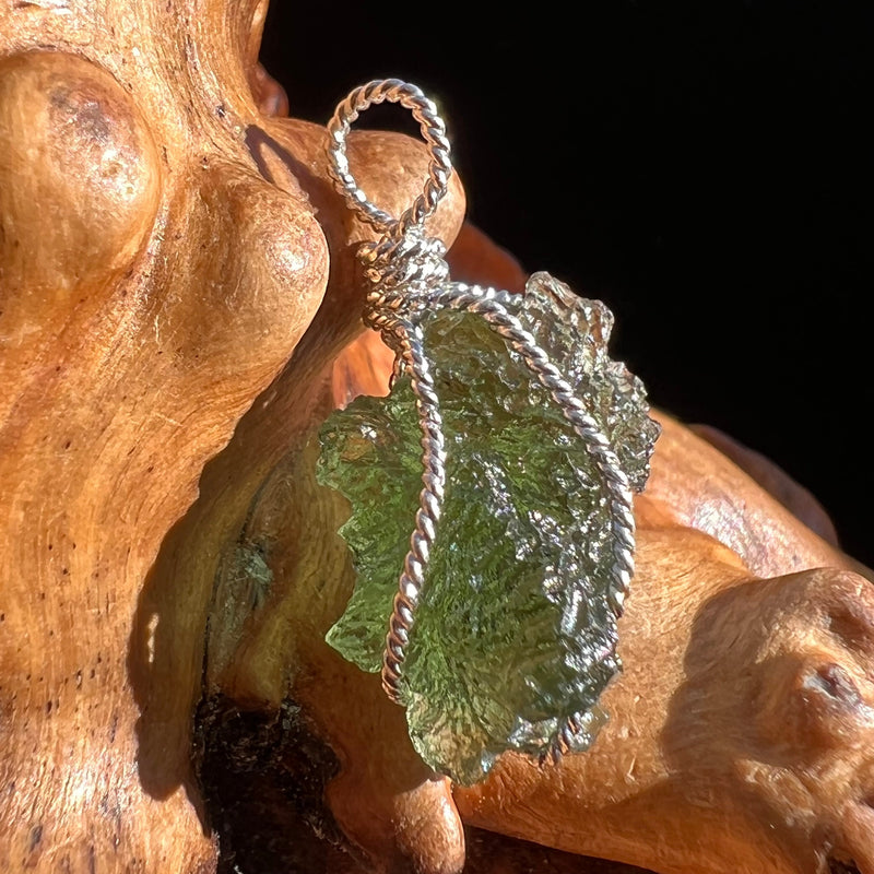 Moldavite Wire Wrapped Pendant Sterling Silver #3077-Moldavite Life