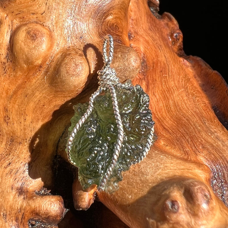Moldavite Wire Wrapped Pendant Sterling Silver #3077-Moldavite Life