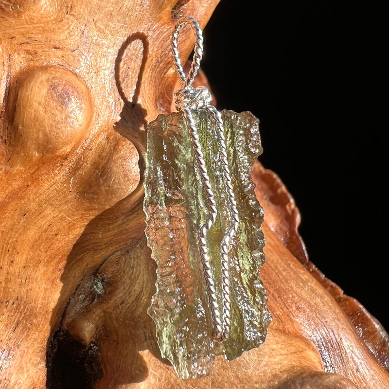 Moldavite Wire Wrapped Pendant Sterling Silver #3082-Moldavite Life