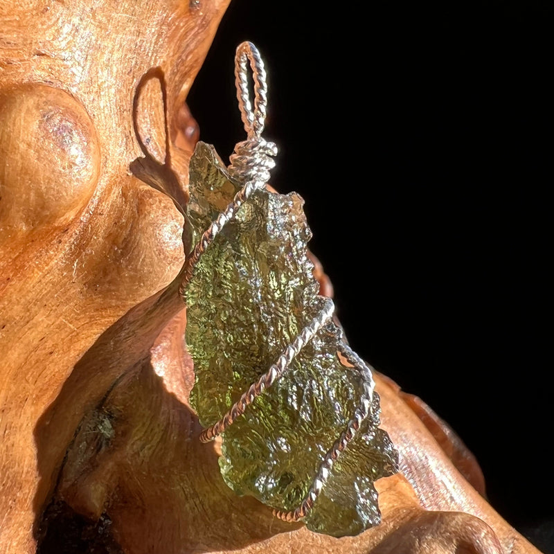 Moldavite Wire Wrapped Pendant Sterling Silver #3085-Moldavite Life