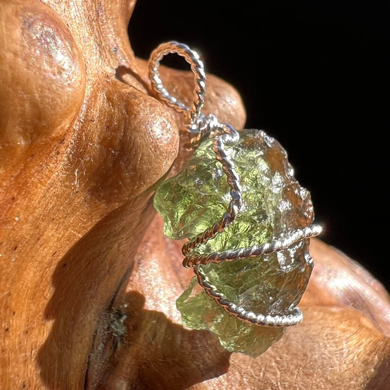 Moldavite Wire Wrapped Pendant Sterling Silver #3088-Moldavite Life