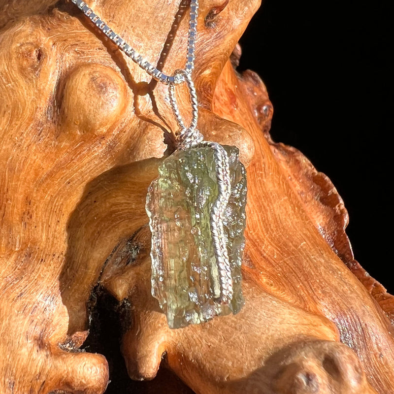 Moldavite Wire Wrapped Pendant Sterling Silver #3705-Moldavite Life