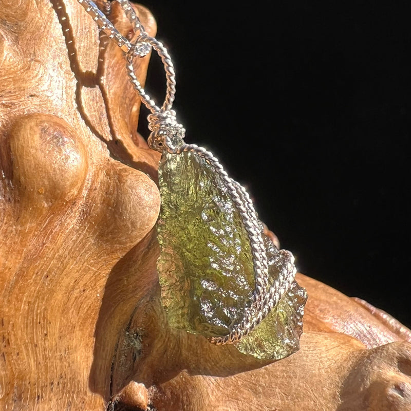 Moldavite Wire Wrapped Pendant Sterling Silver #3706-Moldavite Life