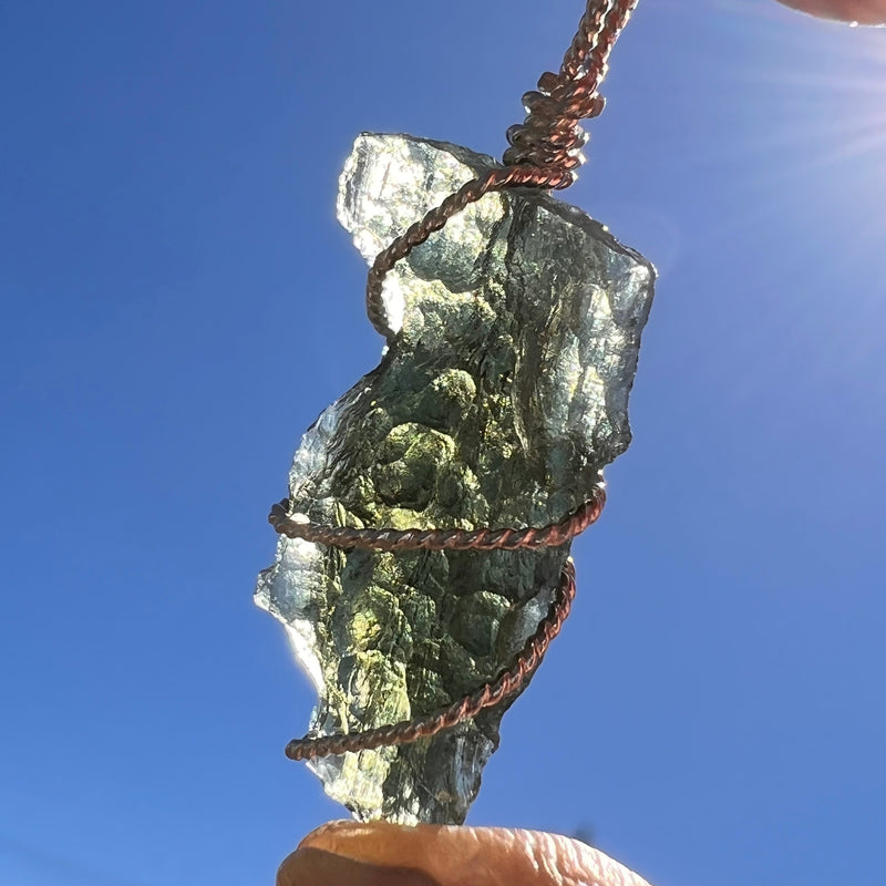 Moldavite Wire Wrapped Pendant Sterling Silver #3715-Moldavite Life