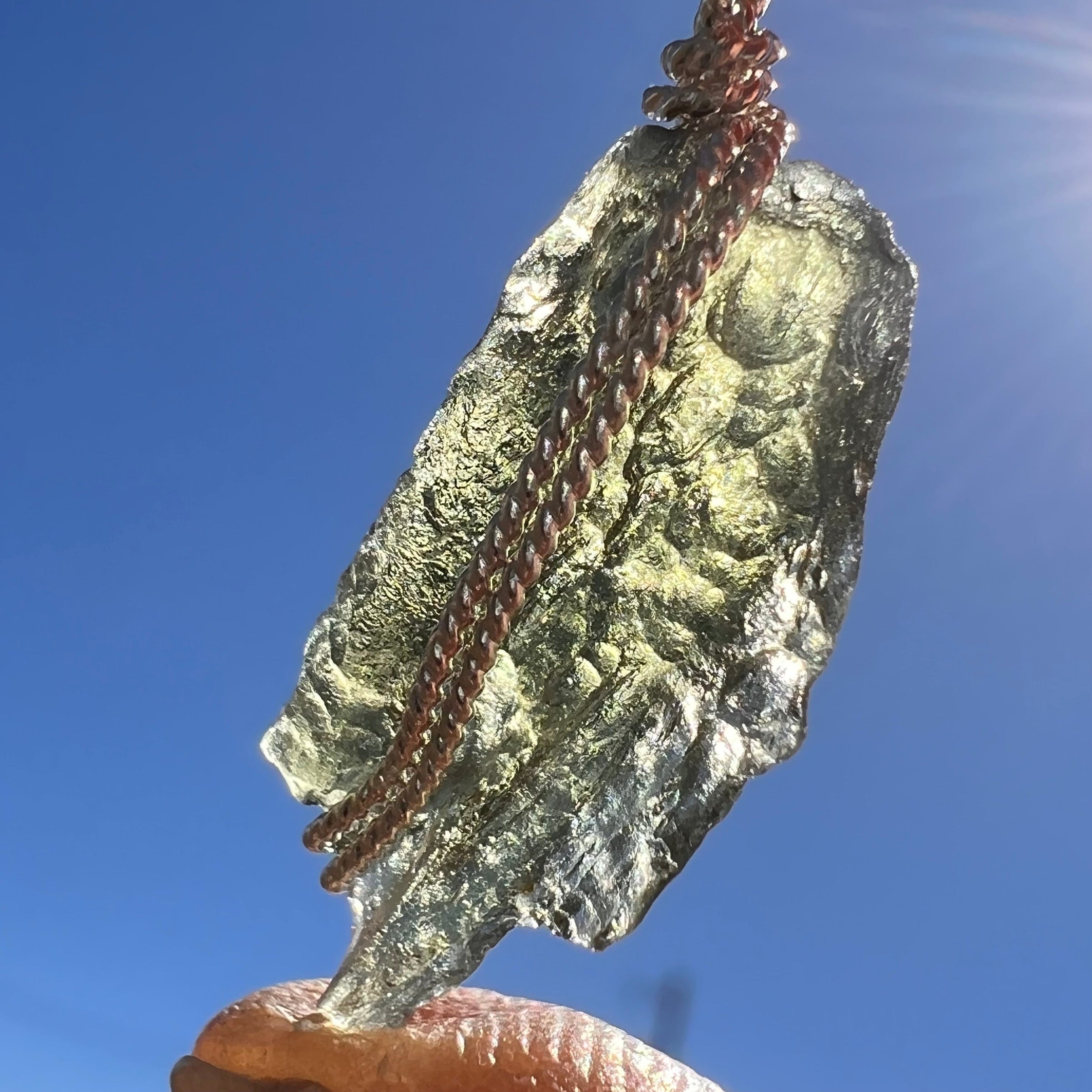 Moldavite Wire Wrapped Pendant Sterling Silver #3720-Moldavite Life