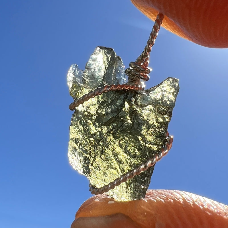 Moldavite Wire Wrapped Pendant Sterling Silver #3723-Moldavite Life