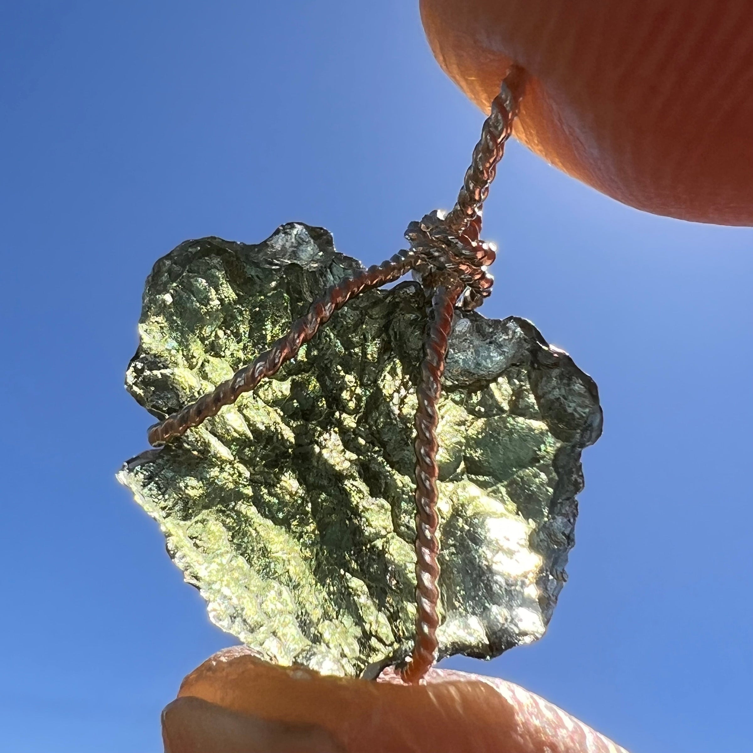 Moldavite Wire Wrapped Pendant Sterling Silver #3726-Moldavite Life